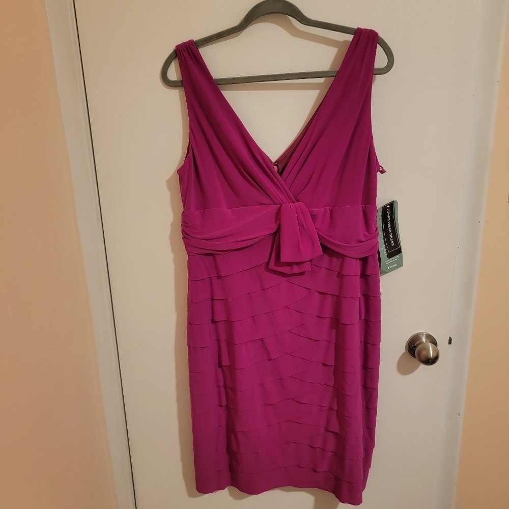JonesWearDress Womens Size 16 Pink Layered Bow Barbiecore Fairycore Coquette NWT